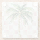 Chic Roze Witte Pleinen Gouden Palm Tree Glazen Onderzetter (Achterkant)