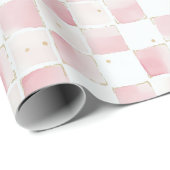 Chic Roze Witte Pleinen Verjaardag Cadeaupapier (Rol Hoek)