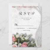 chic roze witte roos bloem RSVP Kaart (Voorkant)