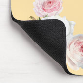 Chic Roze Witte Rozen Initiaal Script Beige Muismat (Hoek)