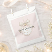 Chic Roze Witte Stippen Boog Ornament Kerst Bedankzakje (Geknipt)