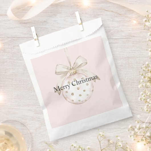 Chic Roze Witte Stippen Boog Ornament Kerst Bedankzakje (Geknipt)