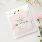 Chic Roze Witte Stippen Boog Ornament Kerst Bedankzakje (Gezegeld)