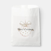 Chic Roze Witte Stippen Boog Ornament Kerst Bedankzakje (Voorkant)