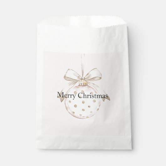 Chic Roze Witte Stippen Boog Ornament Kerst Bedankzakje (Voorkant)