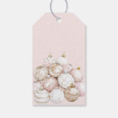 Chic Roze Witte Stippen Boog Ornament Kerst Cadeaulabel (Achterkant)