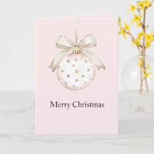 Chic Roze Witte Stippen Boog Ornament Kerst Kaart