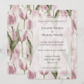 Chic Roze Witte Tulp Bloemen Huwelijk Kaart (Voorkant / Achterkant)