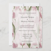 Chic Roze Witte Tulp Bloemen Huwelijk Kaart (Voorkant)