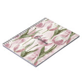 Chic Roze Witte Tulp Bloemen Notitieboek (Linkerzijde)