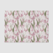 Chic Roze Witte Tulp Bloemen Verjaardag Tissuepapier (Voorkant)