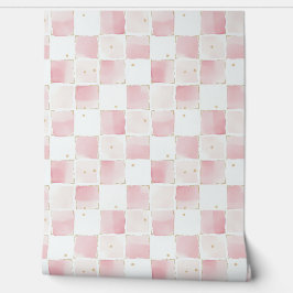 Chic Roze Witte Vierkanten Behang