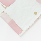 Chic Roze Witte Vierkanten Fleece Deken (Hoek)
