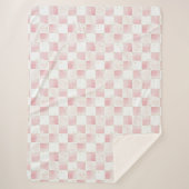 Chic Roze Witte Vierkanten Sherpa Deken (Voorkant)