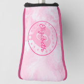 Chic Roze Witte Waterverf Naam Monogram Golfheadcover (Draai 90)