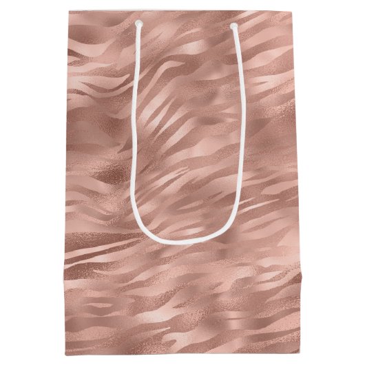 Chic roze Zebra Stripes Medium Cadeauzakje (Achterkant)