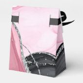 Chic Roze & Zwart Marmer Favoriet Box Bedankdoosjes (Achterkant)