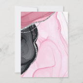 Chic Roze & Zwart Marmer Sweet 16 Uitnodiging (Achterkant)