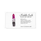 Chic roze zwart zilveren waterverf lipstick Make-u Etiket (Voorkant)