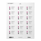 Chic roze zwart zilveren waterverf lipstick Make-u Etiket (Full Sheet)