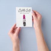 Chic roze zwart zilveren waterverf lipstick Make-u Flyer (Hand)