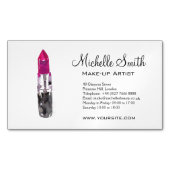 Chic roze zwart zilveren waterverf lipstick Make-u Magnetisch Visitekaartje (Voorkant)
