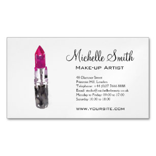 Chic roze zwart zilveren waterverf lipstick Make-u Magnetisch Visitekaartje