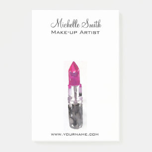 Chic roze zwart zilveren waterverf lipstick Make-u Post-it® Notes