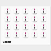 Chic roze zwart zilveren waterverf lipstick Make-u Ronde Sticker (Vel)