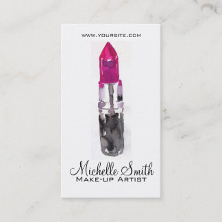 Chic roze zwart zilveren waterverf lipstick Make-u Visitekaartje