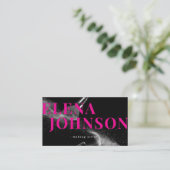 Chic Roze Zwarte Make-up Artiest QR Code Visitekaartje (Staand voorkant)