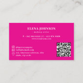 Chic Roze Zwarte Make-up Artiest QR Code Visitekaartje (Achterkant)