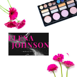 Chic Roze Zwarte Make-up Artiest QR Code Visitekaartje