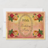 Chic  Rozen 80ste verjaardag Kaart (Voorkant)