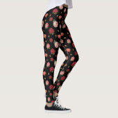 Chic Rozen Cute Black Floral Retro Pattern Leggings (Rechts)