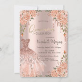 Chic Rozen Glitter Druppels Jurk Quinceañera Kaart (Voorkant)