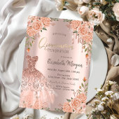 Chic Rozen Glitter Druppels Jurk Quinceañera Kaart