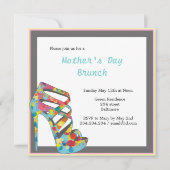 Chic  Rozen High Heel Moederdag Brunch Kaart (Voorkant)