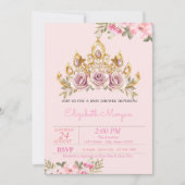 Chic Rozen Tiara Floral Baby shower Kaart (Voorkant)