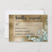 Chic RSVP Navy and Gold Foliage Wedding (Voorkant)