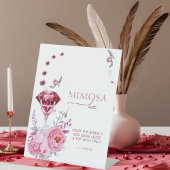 Chic Rubies and Rose Mimosa Bar Bridal Shower Reclamebord Met Voetstuk