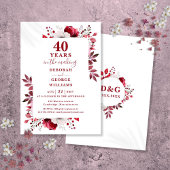 Chic Ruby 40th Wedding Jubileum Bloemen Kaart