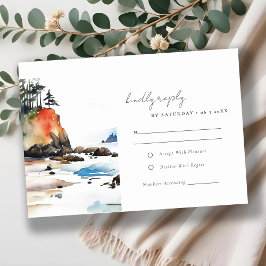 Chic Ruby Beach Olympisch Nationaal Park Wedding RSVP Kaartje