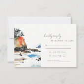 Chic Ruby Beach Olympisch Nationaal Park Wedding RSVP Kaartje (Voorkant)