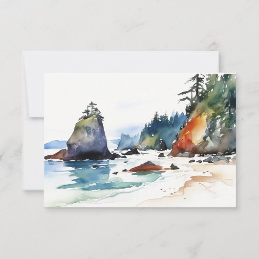 Chic Ruby Beach Olympisch Nationaal Park Wedding RSVP Kaartje (Achterkant)