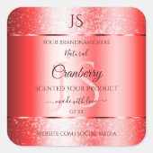 Chic Ruby Red Soft Glitter Product Labels Monogram (Voorkant)