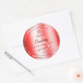 Chic Ruby Red Soft Glitter Product Labels Monogram (Envelop)