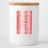 Chic Ruby Red Soft Glitter Product Labels Monogram Voedselcontainer Etiket (Voorkant)