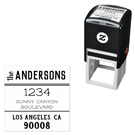 Chic Rustic Big Family Name Personalized Address Zelfinktende Stempel (In situ)