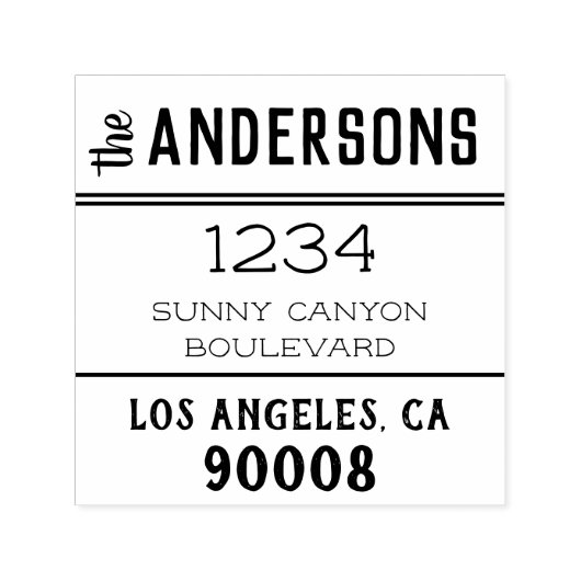 Chic Rustic Big Family Name Personalized Address Zelfinktende Stempel (Design)